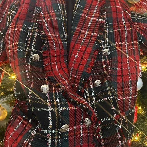 Rachel Zoe Red and Black Plaid Blazer - Picture 3 of 4